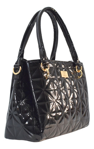 Bolso De Dama Elegante Charol Abollonado Lua De Dibella