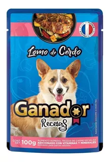Alimento Ganador Super Premium Recetas para perro adulto sabor lomo de cerdo en sobre de 100g