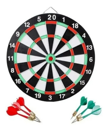 Tablero Tiro Al Blanco Reversible 42 Cm 6 Dardos