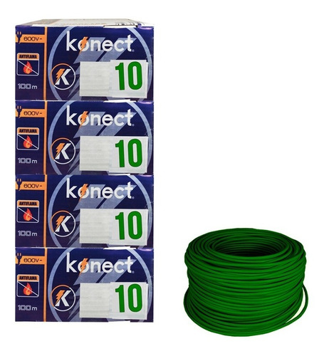 Cable Electrico Cca Konect Calibre 10 Verde 100 Metros 4pzs