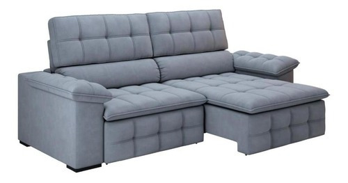 Sofá retráctil reclinable Elite, 215 cm, delgado, terciopelo de plomo, color gris