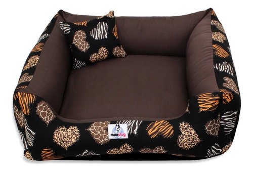 Cama Caminha Pet Para Cachorro E Gato - Tamanho M 60x60 Cor Coração Safari