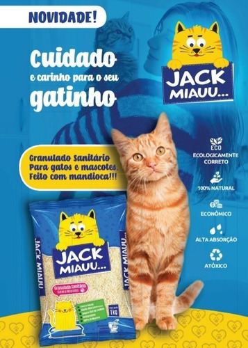 Kit 2 Areia Sanitária Mandioca Biodegradável Jack Miauu 1kg