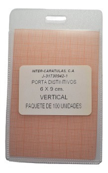Porta Distintivo Vertical Transp. Medidas 6 X 9 Cm. 100 Unid
