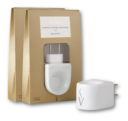 Aromatizador Difusor Elétrico Porcelana Original Via Aroma Cor Branco