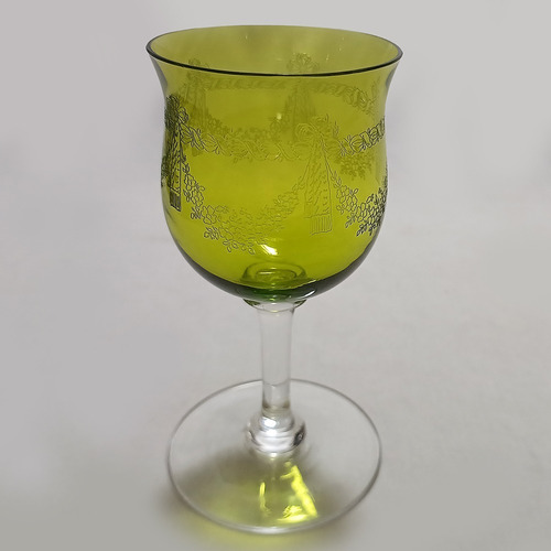 Taça Antiga Vinho Porto Cristal Saint Louis Verde Guirlandas
