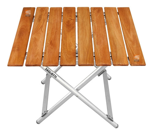 Imagen 1 de 10 de Mesa Plegable Ratona Aluminio Madera 60x50 Balcon Jardin