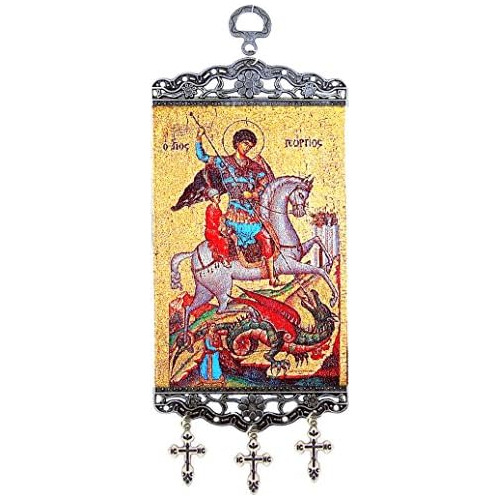 Tapiz De Icono Ortodoxo De San Jorge, Tres Cruces De Ba...