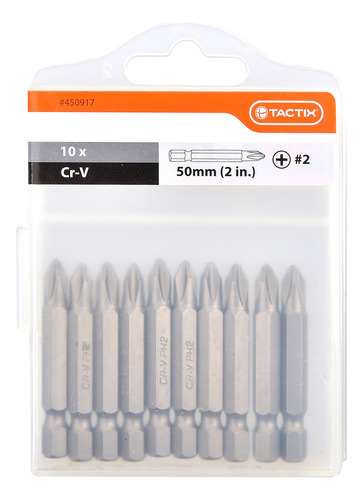 Set De Puntas 10 Piezas Tactix Ph2 X 50 Mm