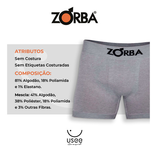 Kit Com 10 Cuecas Boxer Algodão Sem Costura Zorba 781