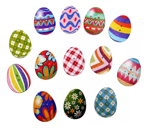 100 Botones De Madera Mezclados Para Pintar Huevos De Pascua