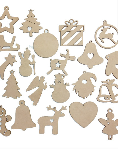 Adornos Figuras Navidad Mdf Pack 100 Unid Envio Gratis