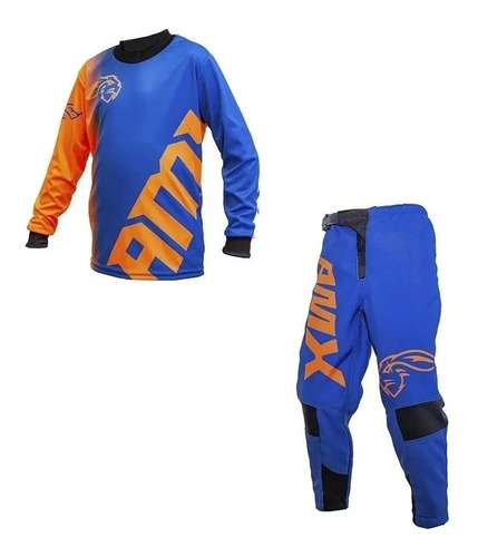 Conjunto Infantil Moto Cross Trilha Bike Amx Extreme Azul