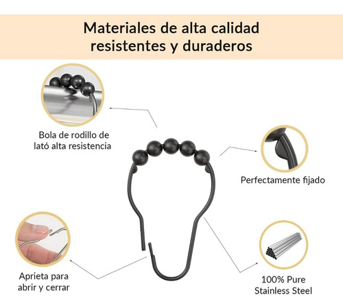 Set De 6 Ganchos Para Cortina De Baño Anillos Aros Argollas