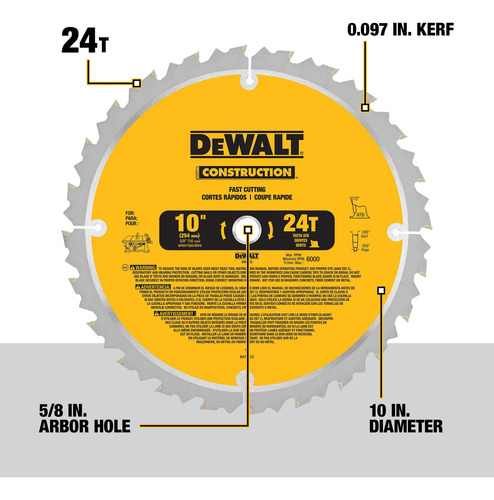Hoja De Sierra Dewalt Dw3112 24t, 10 Pulgadas, Para Ingletad