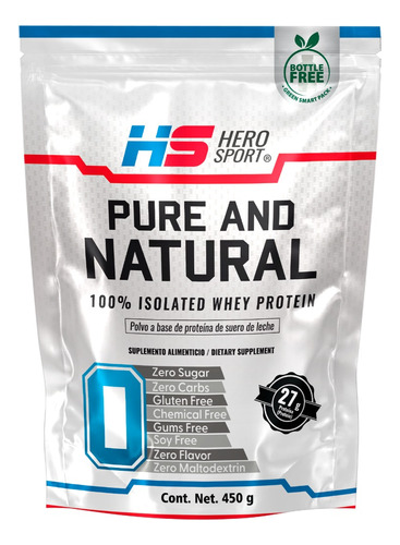 Hero Sport Pure And Natural Proteina 15 Porciones, 450gr