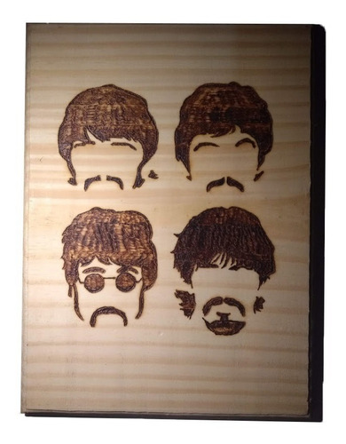 Quadro Pirografado - The Beatles