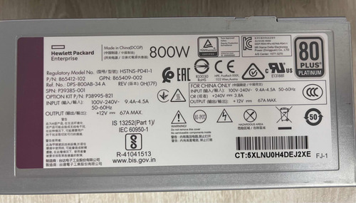 Fuente Poder 865412-102 Hpe 800w Flex Slot Platinum Hot Plug (Usado)