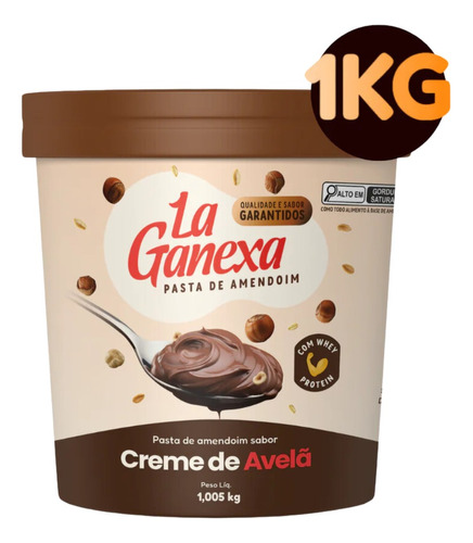 Pasta De Amendoim Creme De Avelã 1kg - La Ganexa