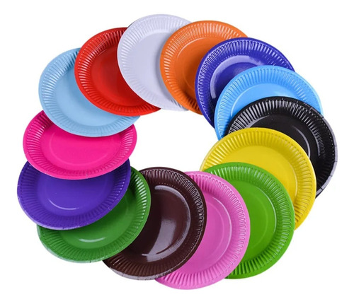 Platos De Cartón Colores 50 Unidades De 18 Cm