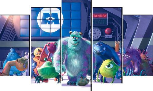 Cuadro Decorativo 5 Piezas Monsters Inc Pelicula Disney Text