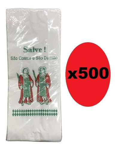 Kit 500 Sacolas De Papel Branca 9x27cm São Cosme E Damião