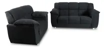 Comprar Juego De Living Sofa 2 Y 3 Cuerpos Tapizados En Tela Negro Negro Liso