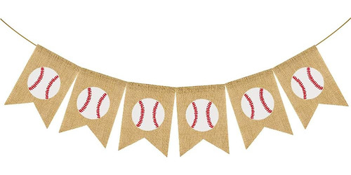 Amosfun Sport Theme Party Banner Vintage Burlap Baseball Pat