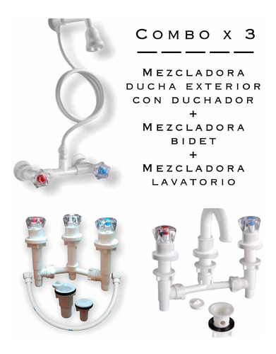 Juego Combo Griferia Lavatorio Ducha Bidet Economico