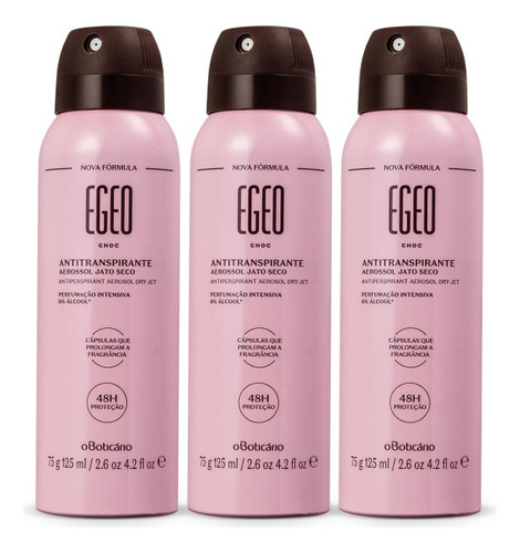 Combo Egeo Choc: Desodorante 75g (3 Unidades) Fragrância Chocolate