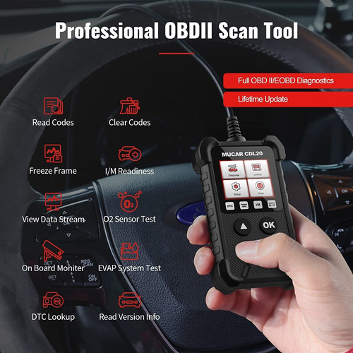 Escáner Vehicular Obd2 Mucar Cdl20, Biblioteca Dtc, Evap