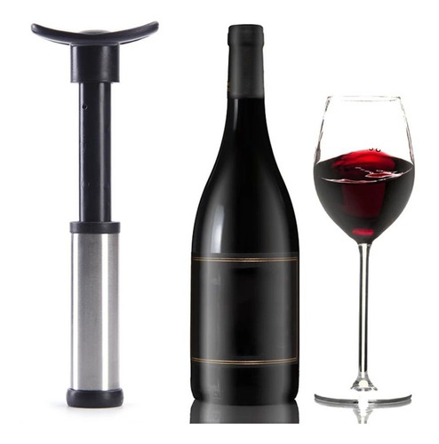 Bomba Vacio Para Botella De Vino + 2 Tapones Acer Saca Aire 