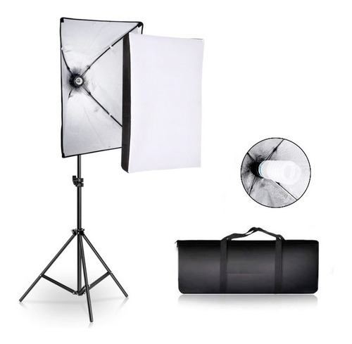 Imagem 3 de 8 de Soft Box Estúdio P/ Vídeos/fotos + Tripé 50x70cm Soquete E27