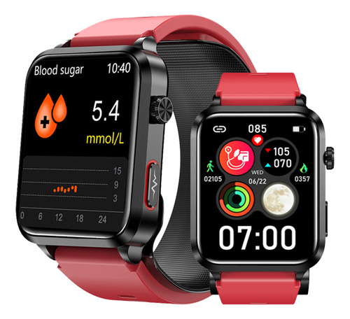 Reloj Inteligente Smart Watch Airbag Presión Arterial 2024 Color De La Malla Silicona Red