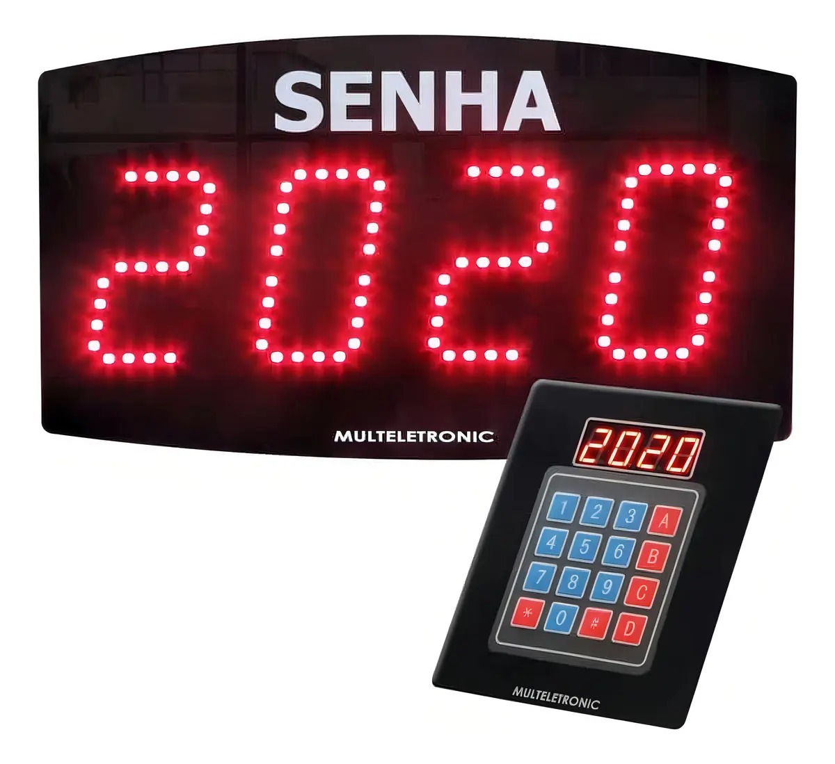 Painel de Senha Atendimento Multeletronic com Teclado Sem Fio LED