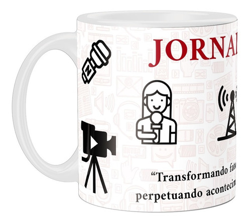 Caneca Personalizada Jornalismo - Profissões  Cerâmica 325ml