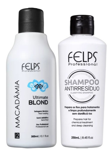 Imagem 1 de 1 de Felps Macadâmia Ultimate Blond Selagem Térmica 300ml + Shampoo Anti Residuo Brinde