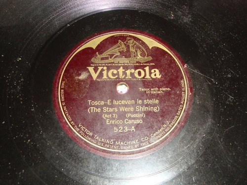 Pasta Enrico Caruso Original 1908 Victrola 523 C24