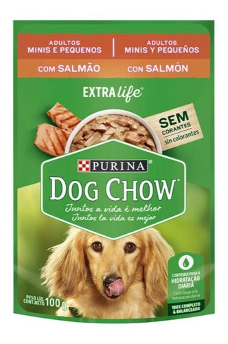 Caixa Sachê Purina Dog Chow Adulto Mini Pequeno Sabor Salmão