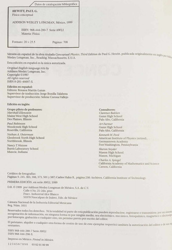 Física Conceptual Paul Hewitt Tercera Edición Libro (Usado)