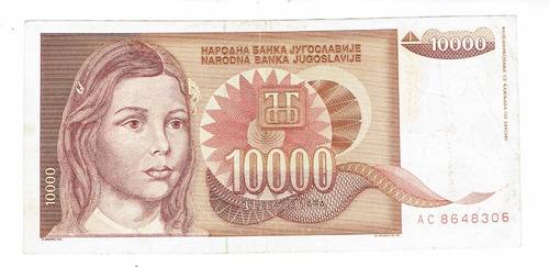 Billete De Yugoslavia, 10.000 Dinares, 1990.   Jp