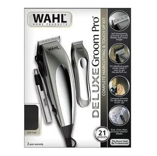 Maquina Wahl Deluxe Groom Pro + Trimmer + Patillera Original