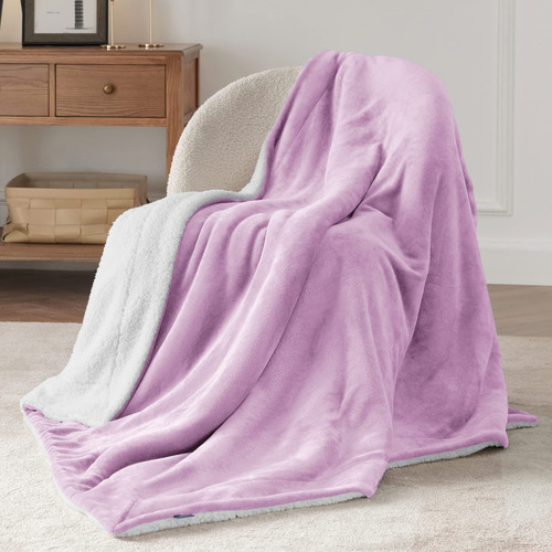 Manta Bedsure Sherpa De Forro Polar, Tamaño Doble, Lila