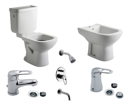 Inodoro Largo Ferrum Bari Deposito Dual Bidet Griferia Fv