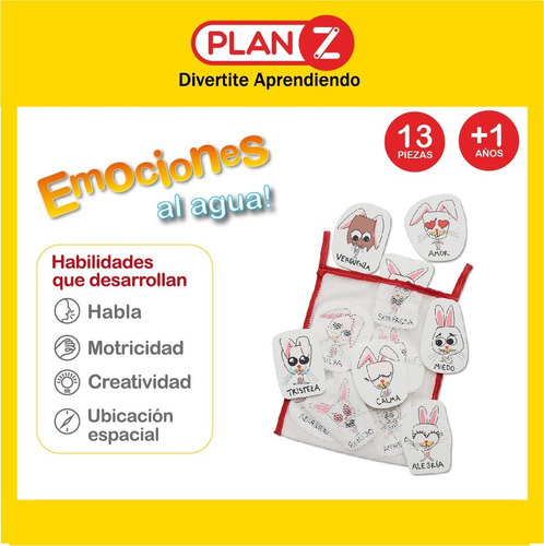 Imagen 2 de 10 de Juego Goma Eva Emociones Para Agua Didactico Bolsa Red Niños