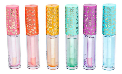 Gloss Labial Lip Oil Hidratante Batom Frutas Kit Com 6 Unid