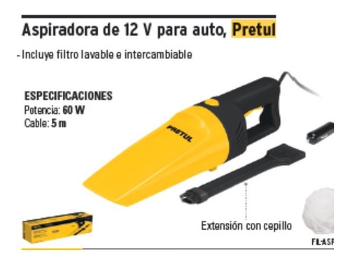 Aspiradora Para Auto De 12v Con Cepillo