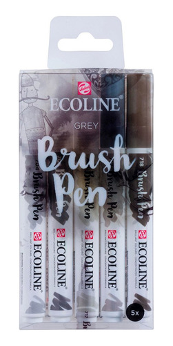 Marcador Ecoline Brush Pen Acuarela Punta Pincel X 5 Grey