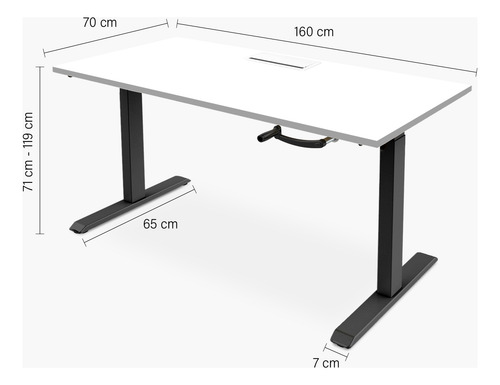 Escritorio Cosmo 160x70 Ajustable Con Pasacables Form