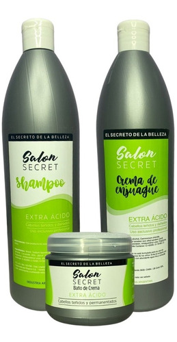 Combo Shampoo+enjuague Extra Ácido 1l+baño 1/4 Salon Secret